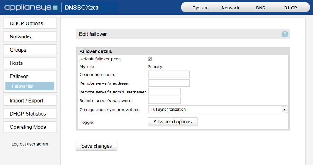 DNSBOX DHCP Screenshot 2