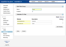 CACHEBOX filtering screenshot
