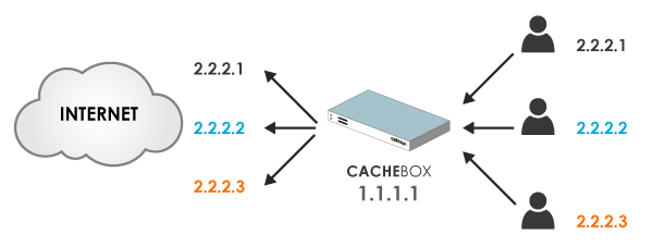 Source IP Address Spoofing Diagram - CACHEBOX